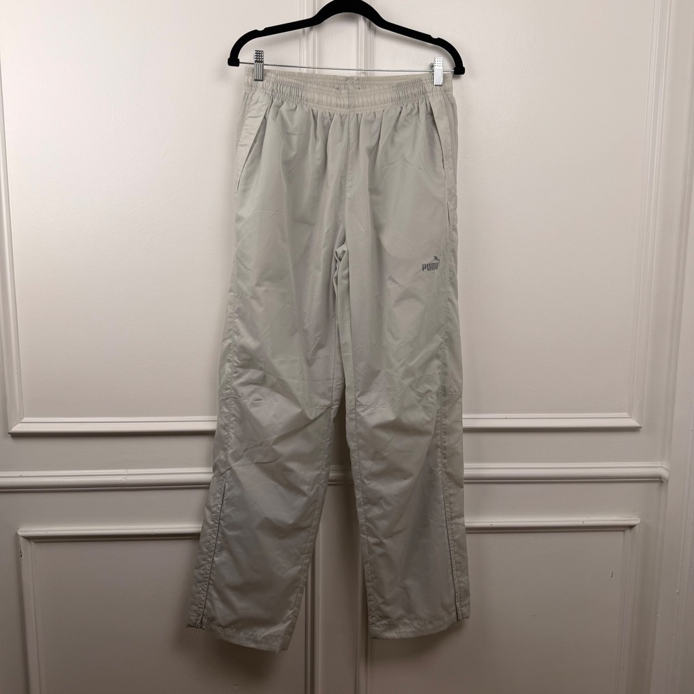 Puma Mens Gray Nylon‎ Track Pants Windbreaker Joggers Size M 00428 Light Stone
